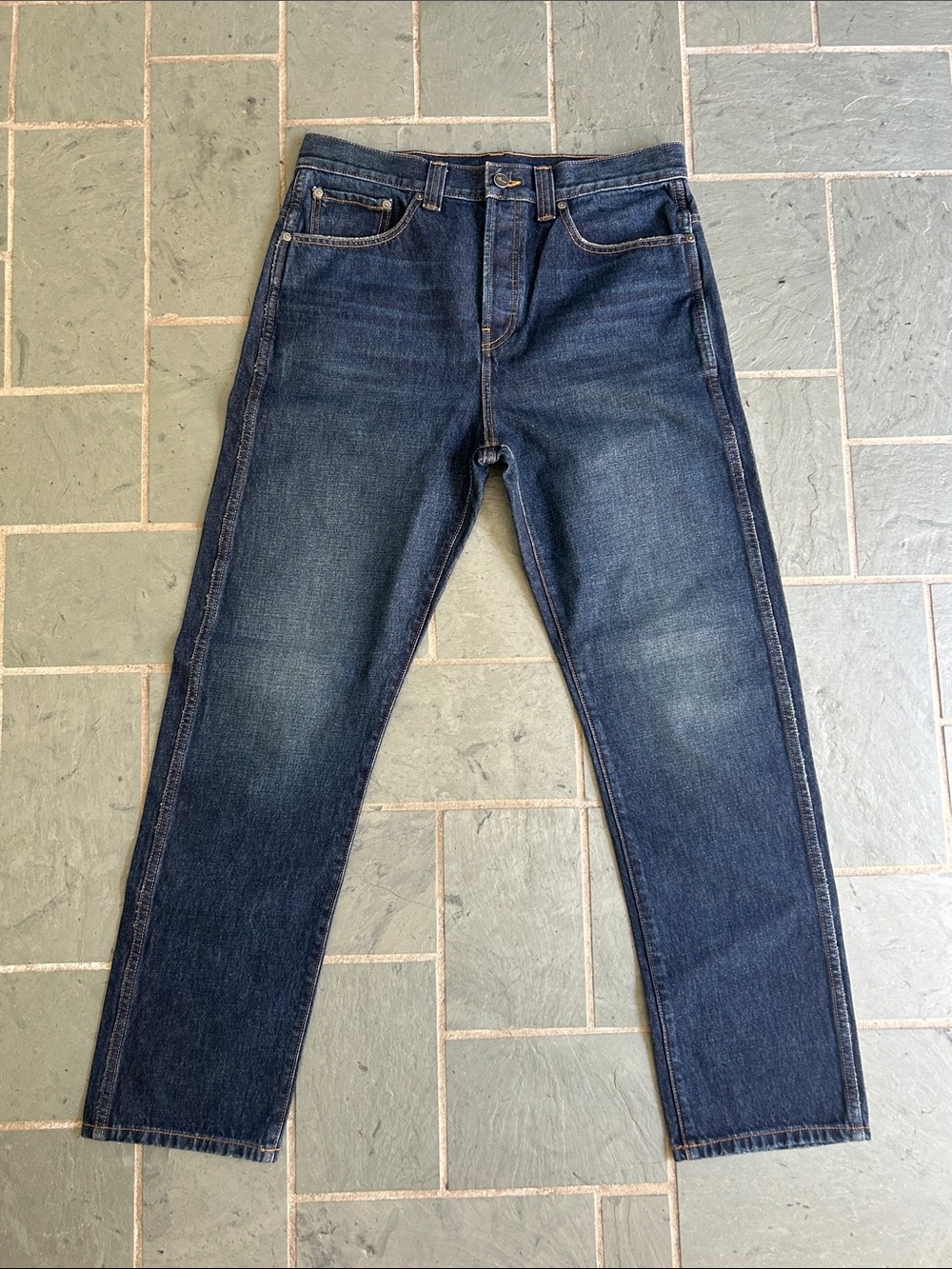 Dark Blue Straight-Leg Jeans